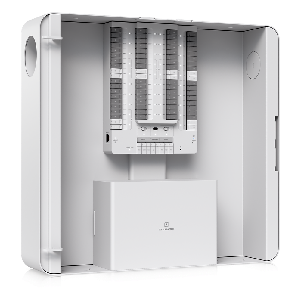 Kit Alarm Hub UniFi Protect / Integración de Alarmas Cableadas / 32 Zonas / Gestión desde UniFi Protect / PoE++ / Respaldo por Batería