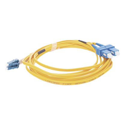 Jumper de Fibra Óptica Monomodo 9/125 LC/UPC-SC/UPC, PVC, 2.0 mm, Dúplex, Amarillo, 3 Metros (9.84 Pies)