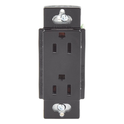 Tomacorriente dúplex de 15 A y 125 V, color negro brillante, familia Claro, apertura estilo Designer para placas de pared Lutron sin tornillos (placa se vende por separado)