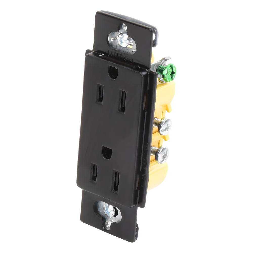 Tomacorriente dúplex de 15 A y 125 V estilo decorador, línea Satin Colors en color Midnight, complemento para controles y placas Lutron; placa se vende por separado