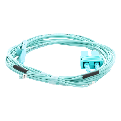 Jumper de Fibra Óptica Multimodo OM3 50/125 LC-SC OFNR (Riser), 2.0 mm, Dúplex, Aqua, 3 metros (9.84 pies)