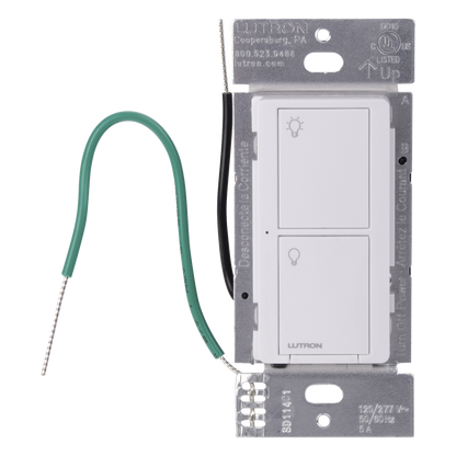 Interruptor de pared inteligente on/off Caseta Wireless, voltaje dual 120/277 V, 5 A en LED, sin cable neutro, compatible con controles Pico y Smart Bridge