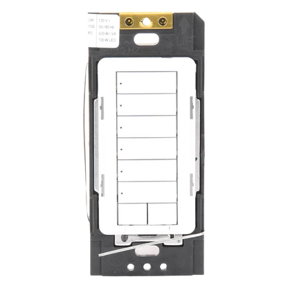 Teclado híbrido C•L de 6 botones con subir/bajar y atenuador integrado de 450 W (100 W en LED/CFL), requiere neutro, para sistema RadioRA 2, color blanco
