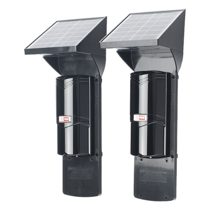 Detector Fotoelectrico Solar SFIRE SFA60 / 2 Rayos Infrarrojos / 60 m Exterior / 120 m Interior / Panel Solar Integrado / Bateria 4,000 mAh / 4 Frecuencias / IP65