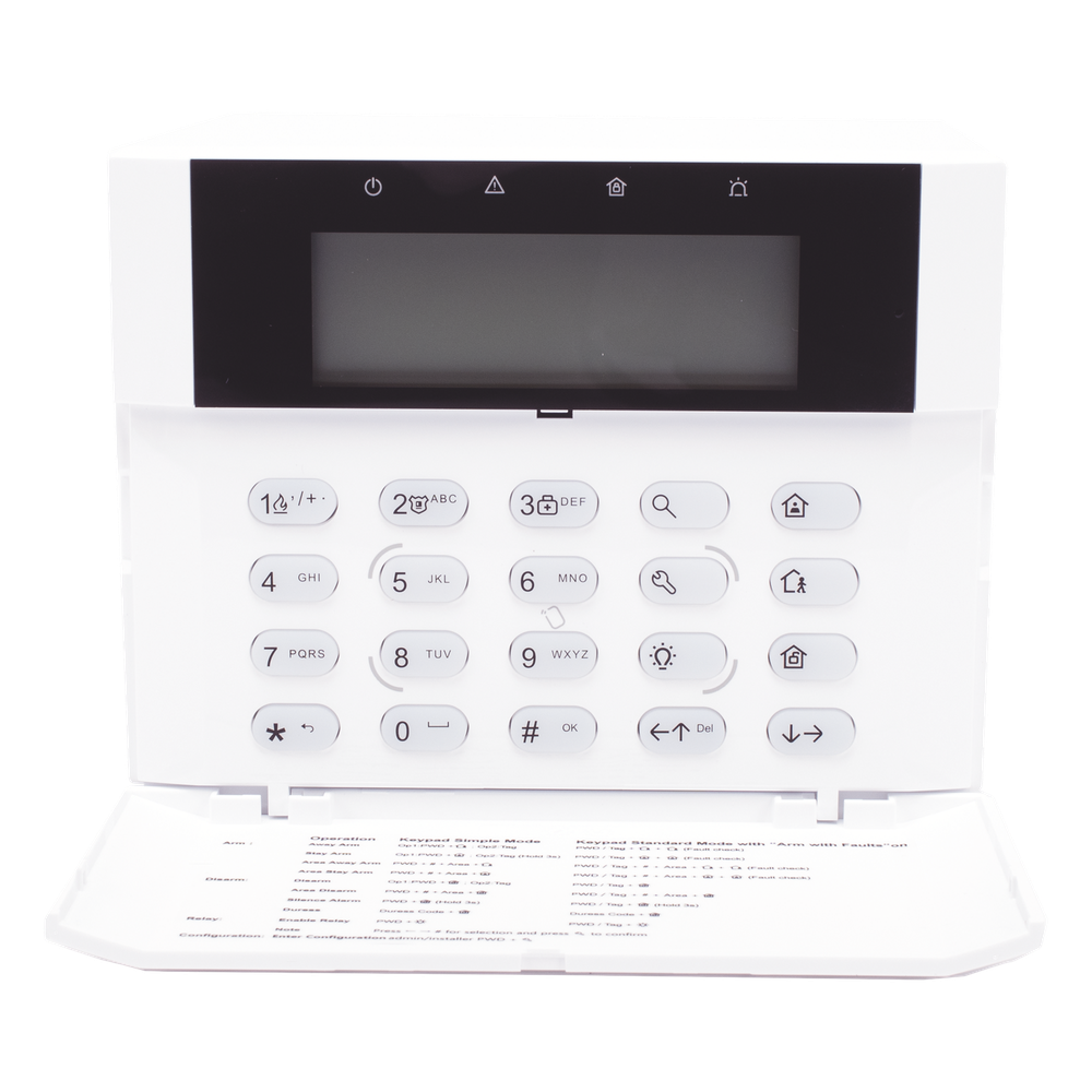 (AX HYBRID PRO) Teclado Compatible con el Panel Hybrid Pro Hikvision DS-PHA64-LP y DS-PHA64-LP(B) / Pantalla LCD / 2 zonas cableadas / 1 salida de alarma / 64 Llaveros