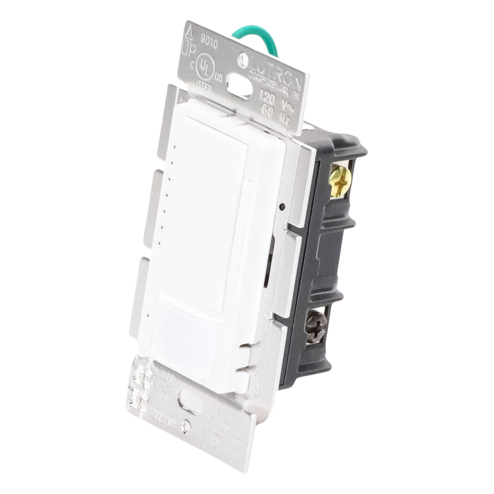 Atenuador de pared con sensor de ocupación y vacancia Maestro, 120 V, 600 W incandescente/halógeno y 150 W LED/CFL regulables, unipolar o multilocalización, blanco