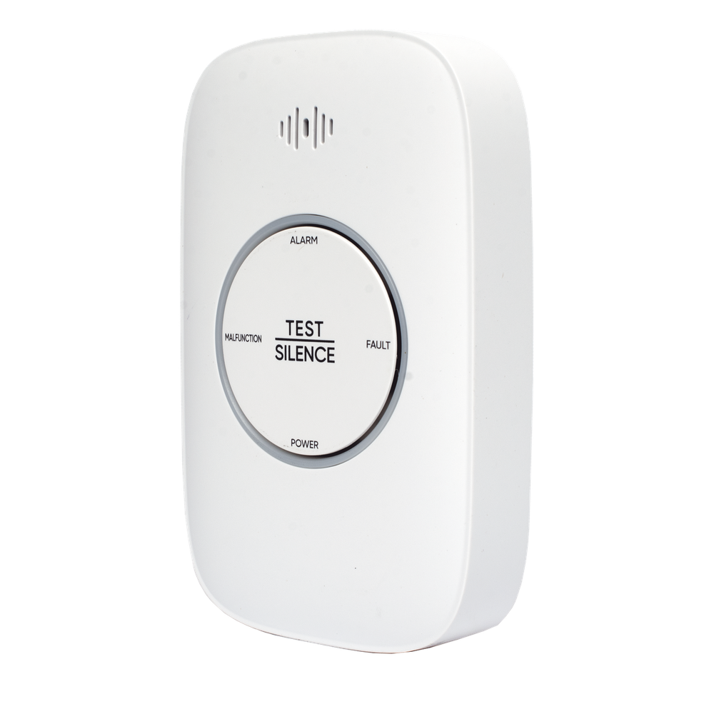 (HikFire) Detector de Gas Natural Metano (CH4) / Alarma Temprana / Salida para cierre de Válvula y/o  activación de Ventilador / Protección IP30 / Alarma de 70dB a 115dB a 1 metro de distancia