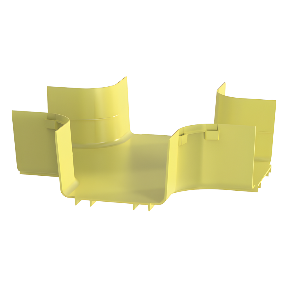 Accesorio de 4 Vías Horizontal, Con Ángulos a 90º, Para Canaletas FiberRunner™ 6X4, Color Amarillo