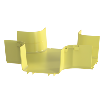 Accesorio de 4 Vías Horizontal, Con Ángulos a 90º, Para Canaletas FiberRunner™ 6X4, Color Amarillo