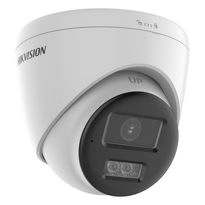 [Audio Bidireccional + Dual Light + ColorVu] Turret TURBOHD 4K (8 Megapixel) / Lente 2.8 mm / 40 mts IR EXIR + 40 mts Luz Blanca / Micrófono y Bocina Integrado / Exterior IP67 / dWDR