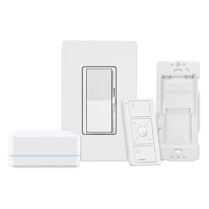 Kit de inicio Caseta Wireless con hub, atenuador de pared Diva de 150 W LED o 600 W incandescente sin neutro, control Pico, tapa y adaptador de pared, compatible con Apple HomeKit