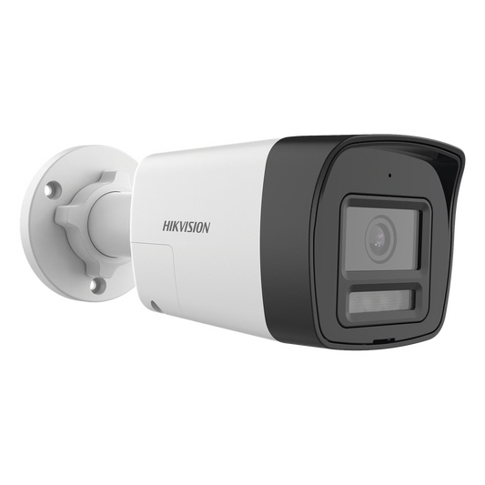 [Audio Bidireccional + Sirena & Estrobo + Dual Light + ColorVu] Bala TURBOHD 4K (8 Megapixel) / Lente 2.8 mm / 30 mts IR EXIR + 20 mts Luz Blanca / Micrófono y Bocina Integrado / Exterior IP67 / Metal / dWDR