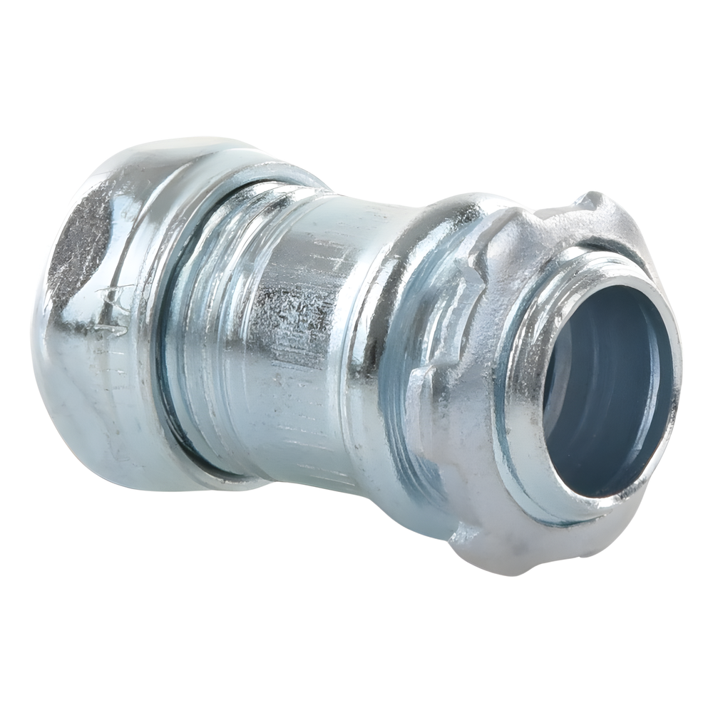 Conector Recto Compresión de Acero Galvanizado para Pared Delgada de 1/2" .