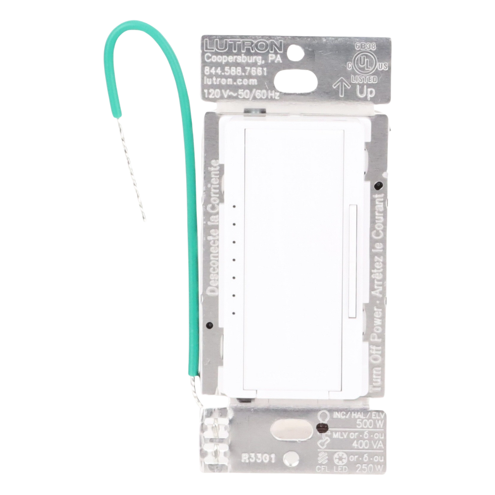 Atenuador de pared Maestro RF PRO de 120 V, 250 W en LED o 500 W incandescente, fase seleccionable y neutro opcional, para RadioRA 2, RA2 Select y RadioRA 3