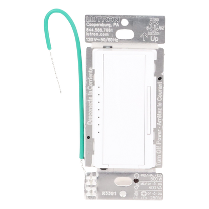 Atenuador de pared Maestro RF PRO de 120 V, 250 W en LED o 500 W incandescente, fase seleccionable y neutro opcional, para RadioRA 2, RA2 Select y RadioRA 3