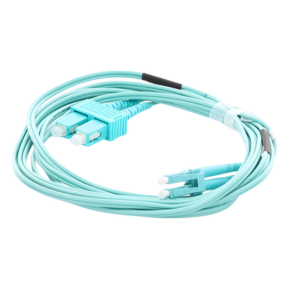 Jumper de Fibra Óptica Multimodo OM3 50/125 LC-SC OFNR (Riser), 2.0 mm, Dúplex, Aqua, 3 metros (9.84 pies)