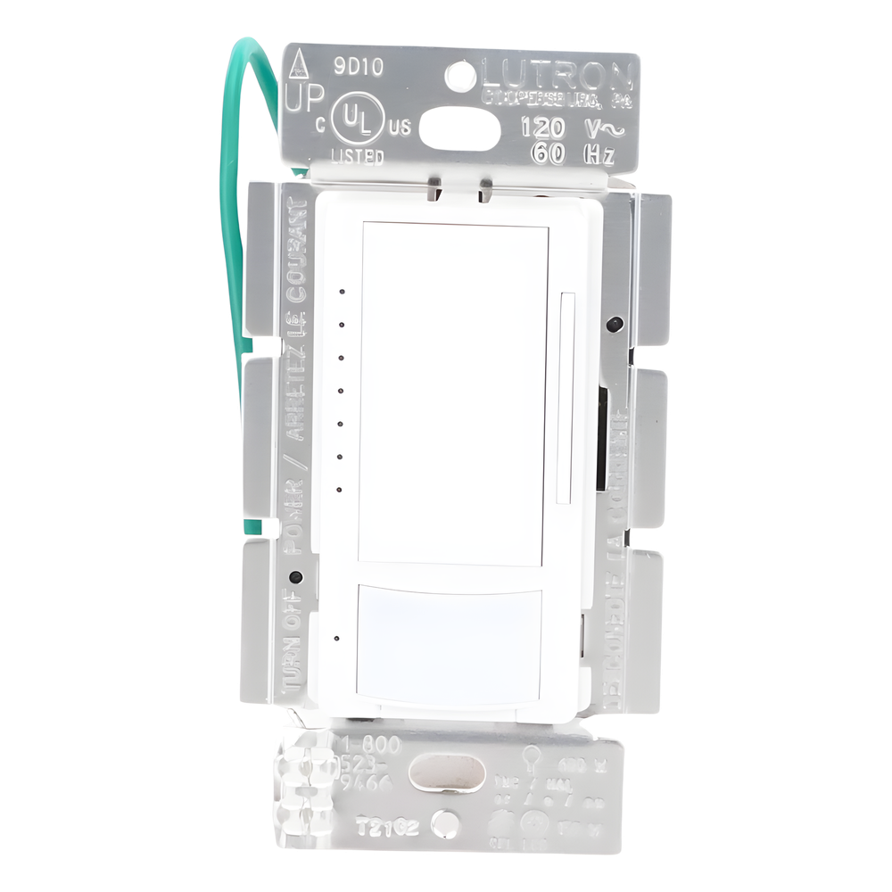 Atenuador de pared con sensor de ocupación y vacancia Maestro, 120 V, 600 W incandescente/halógeno y 150 W LED/CFL regulables, unipolar o multilocalización, blanco
