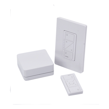 Kit de inicio Caseta Wireless con hub Smart Bridge, atenuador de pared, control Pico y placa Claro para controlar la iluminación desde la app Lutron
