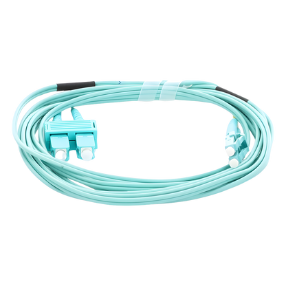 Jumper de Fibra Óptica Multimodo OM3 50/125 LC-SC OFNR (Riser), 2.0 mm, Dúplex, Aqua, 3 metros (9.84 pies)