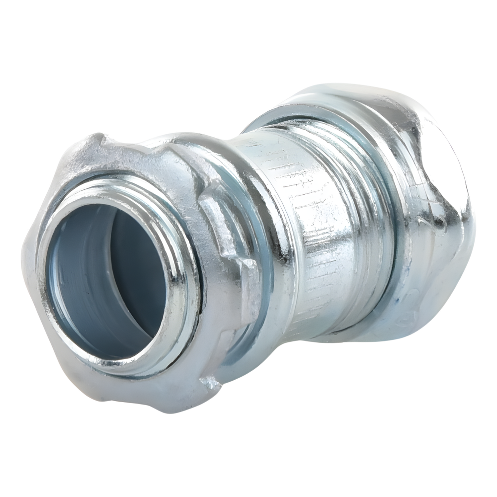 Conector Recto Compresión de Acero Galvanizado para Pared Delgada de 1/2" .