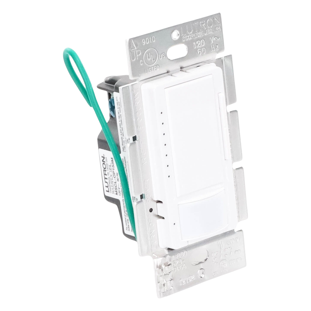 Atenuador de pared con sensor de ocupación y vacancia Maestro, 120 V, 600 W incandescente/halógeno y 150 W LED/CFL regulables, unipolar o multilocalización, blanco