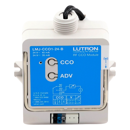 Módulo CCO de RF con salida de contacto seco NO/NC, 24 V, tipo mantenido o momentáneo, para integrar RadioRA 2, RadioRA 3 y HomeWorks QS con sistemas de terceros