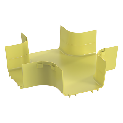 Accesorio de 4 Vías Horizontal, Con Ángulos a 90º, Para Canaletas FiberRunner™ 6X4, Color Amarillo