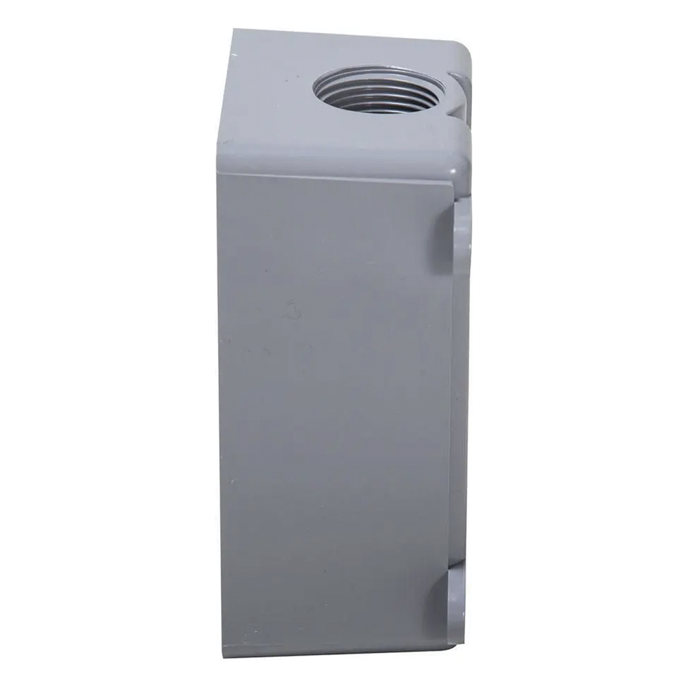 Caja Impermeable de 1 Gang / Profundidad de 2 Pulgadas (5.08 cm) / Cuenta con 3 Salidas Roscadas para Tubería de 1/2 Ó 3/4 / Color Gris