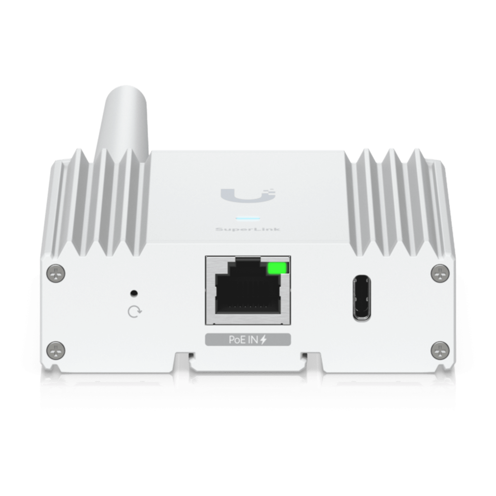 Gateway SuperLink Inalámbrico de Largo Alcance y Baja Latencia para Sensores UniFi Protect con Alcance de hasta 2 km, Alimentación PoE/USB-C y Montaje en Pared o Riel DIN