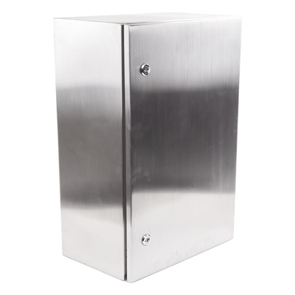 Gabinete de Acero Inoxidable IP66 Uso en Intemperie (400 x 600 x 250 mm) con Placa Interna Galvanizada.