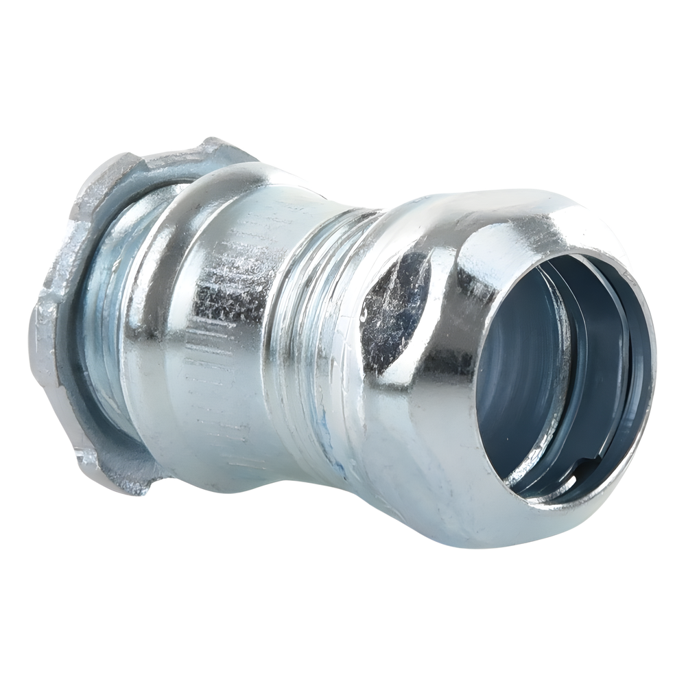 Conector Recto Compresión de Acero Galvanizado para Pared Delgada de 1/2" .