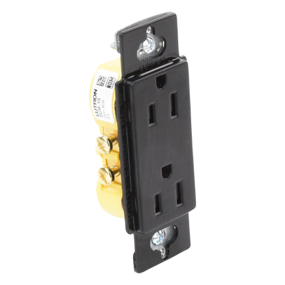 Tomacorriente dúplex de 15 A y 125 V estilo decorador, línea Satin Colors en color Midnight, complemento para controles y placas Lutron; placa se vende por separado