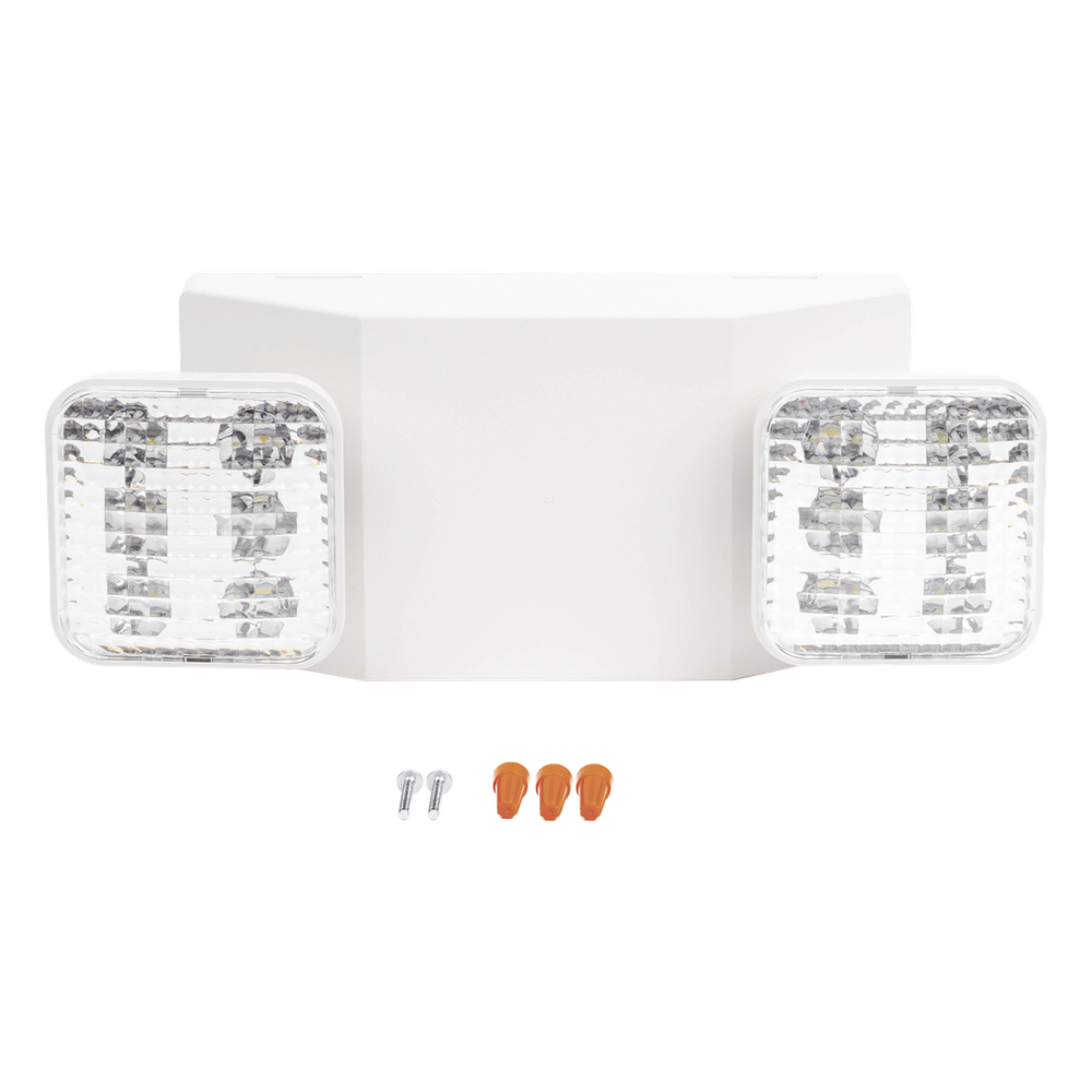 Luz LED de Emergencia / Doble LED 1W / 150 Lúmenes / Voltaje Universal 127-277 VAC / Batería Ni-Cd 3.6V 900mAh / UL 5VA / 90 min Autonomía