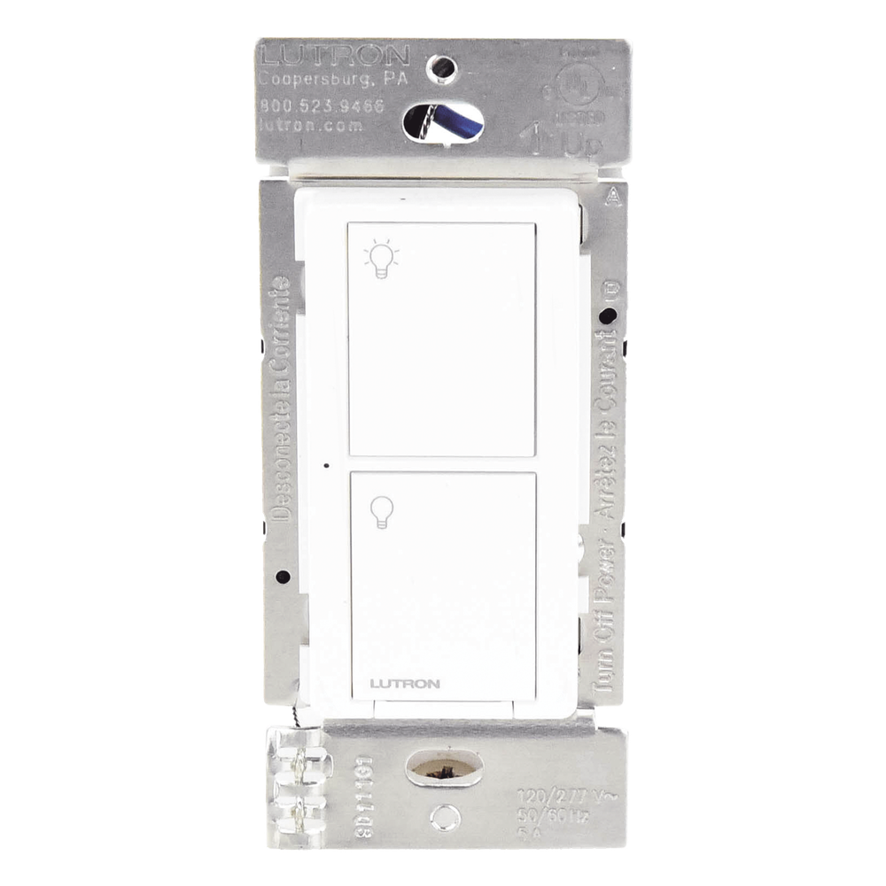 Interruptor de pared inteligente on/off Caseta Wireless, voltaje dual 120/277 V, 5 A en LED, sin cable neutro, compatible con controles Pico y Smart Bridge
