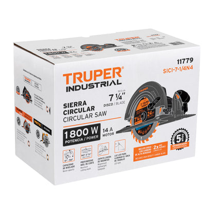 Sierra circular 7-1/4', 1800W, TRUPER INDUSTRIAL