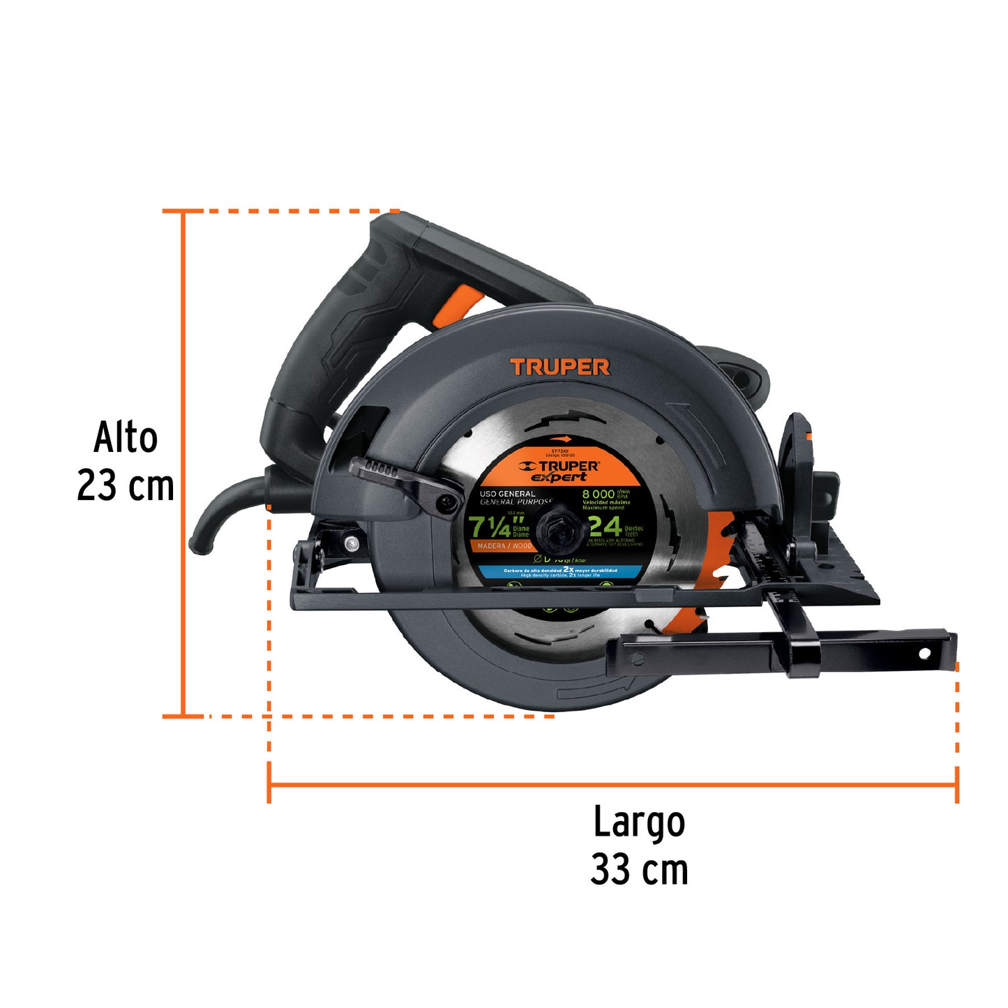 Sierra circular 7-1/4', 1800W, TRUPER INDUSTRIAL