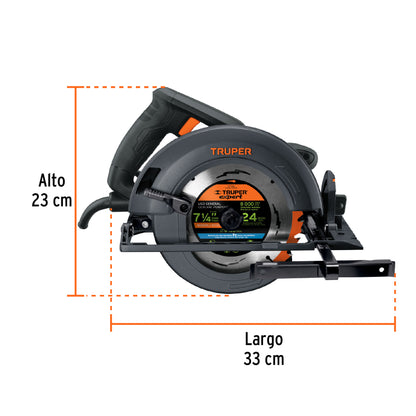 Sierra circular 7-1/4', 1800W, TRUPER INDUSTRIAL