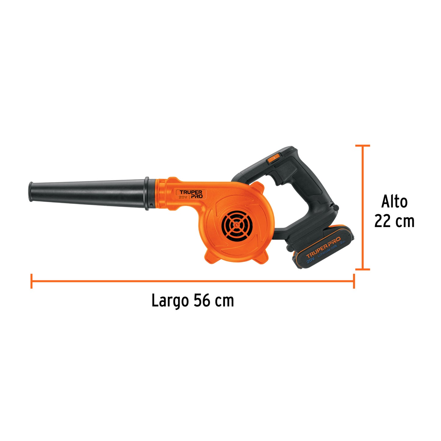 Sopladora para taller, 20V, 1 batería 2Ah, PRO
